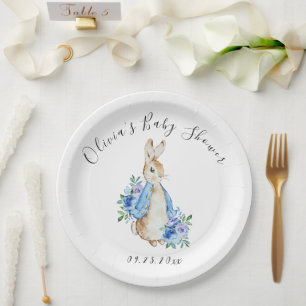 Blue Peter Rabbit Bunny Baby Shower Paper Plate