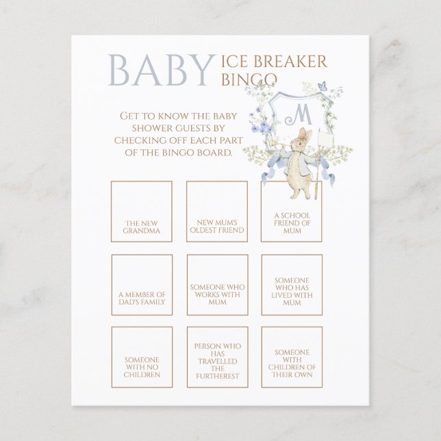Blue Peter the Rabbit Baby Ice Breaker Bingo Game (Front)