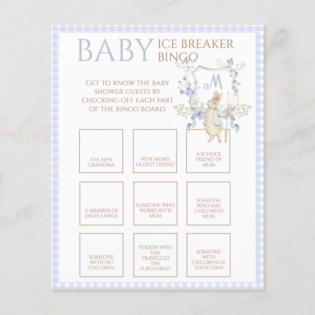 Blue Peter the Rabbit Baby Ice Breaker Bingo Game (Front)