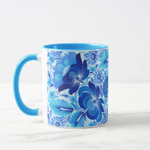 Blue Petrikivka Ukrainian traditional folk art Mug