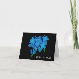 Blue Phlox on Black Thank You Card