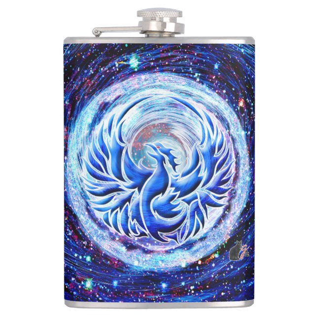Blue Phoenix  Hip Flask (Front)