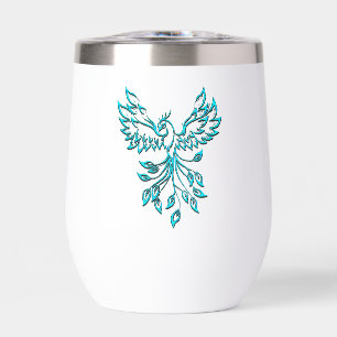 Blue Phoenix Rises on White