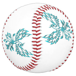 Blue Phoenix Rises on White Softball