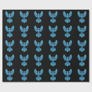 Blue Phoenix Rising Notebook - Fantasy Art Journal Wrapping Paper