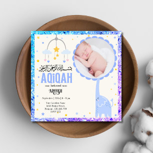 Blue Photo Aqeeqah- Aqiqah- Invitation