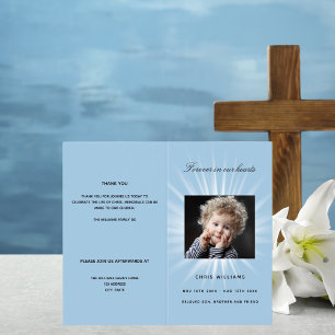 Blue photo boy funeral program