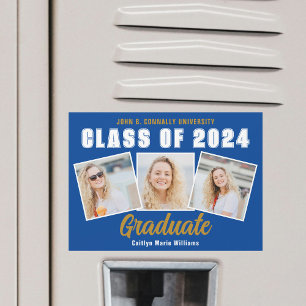 Blue Photo Collage Class of 2024 Graduation Magnet