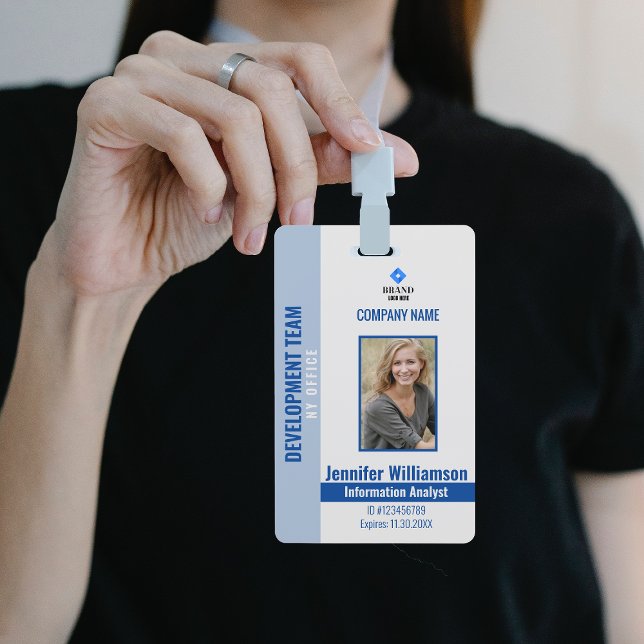 Blue Photo Company Security QR Code Employee ID Badge (Creator Uploaded)