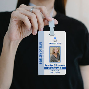 Blue Photo Company Security QR Code Employee ID ID Badge