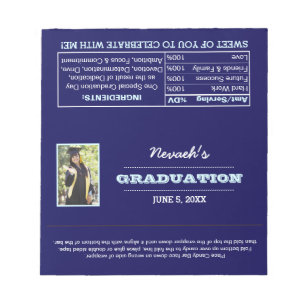 Blue Photo Graduation Favor Candy Wrappers Notepad