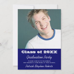 Blue Photo Graduation Invite for Son