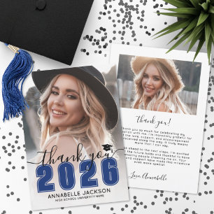 Blue Photo Graduation Thank You Card