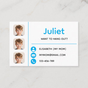 Blue Photo Kids Playdate Card