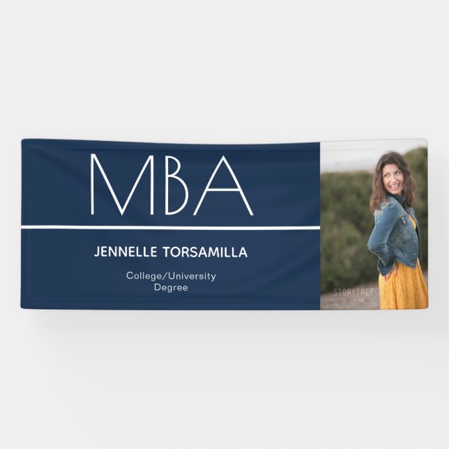 Blue Photo MBA Graduation Banner (Horizontal)