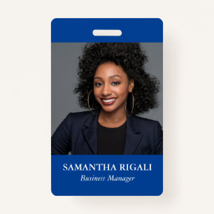 Blue Photo Name Tag ID Badge