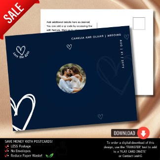 BLUE PHOTO Save the Date | Minimal Quality Modern Postcard