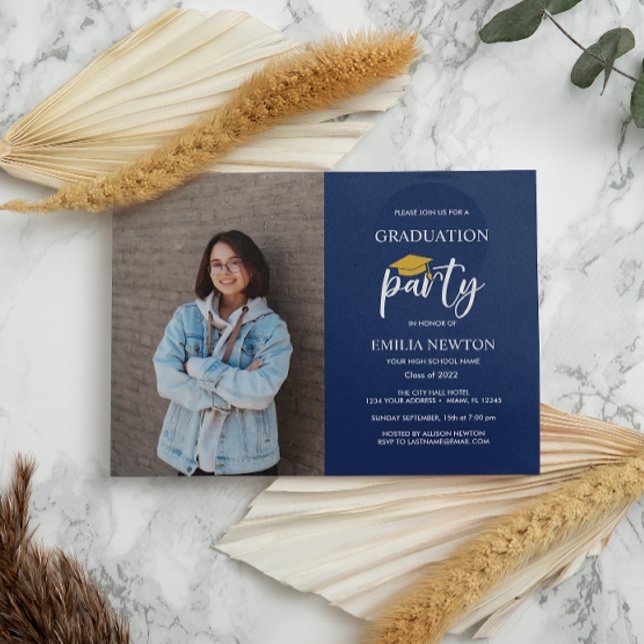  Blue Photo TASSEL Graduation Party  Invitation (Creator Uploaded)