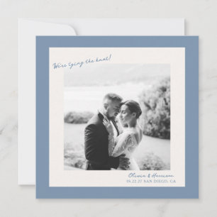 Blue Photo Wedding Save the Date Invitation