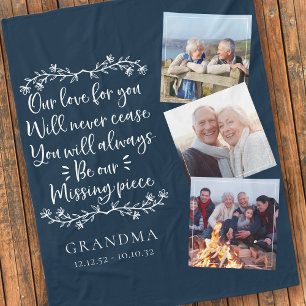 Blue Photos Memorial Keepsake  Fleece Blanket