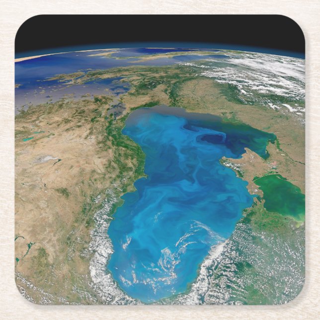 Blue Phytoplankton Bloom In The Black Sea Square Paper Coaster (Front)