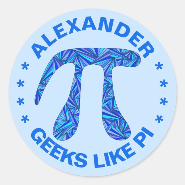 Blue Pi Symbol Math Geek Adults N Kids Colourful Classic Round Sticker (Front)