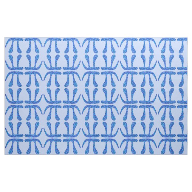 Blue Pi Symbol Math Geek Blue On Blue Pattern Fabric (Fat Quarter)