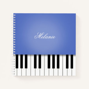 Blue Piano Music Keyboard Personalised Notebook