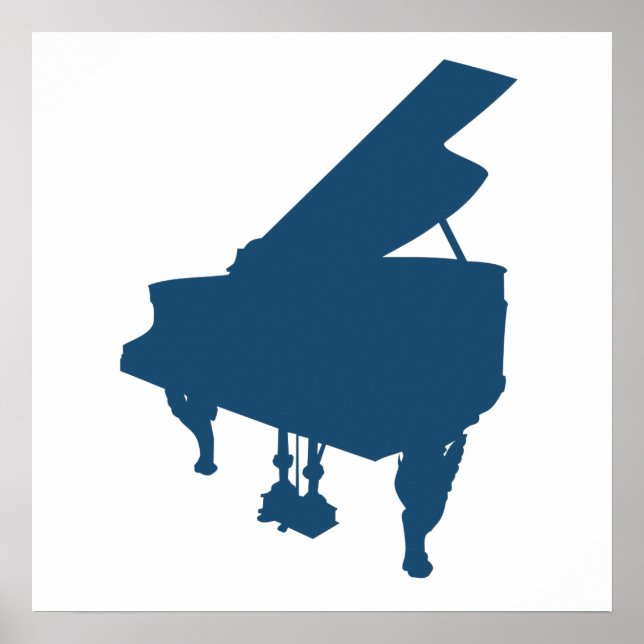 Blue Piano Silhouette Poster (Front)