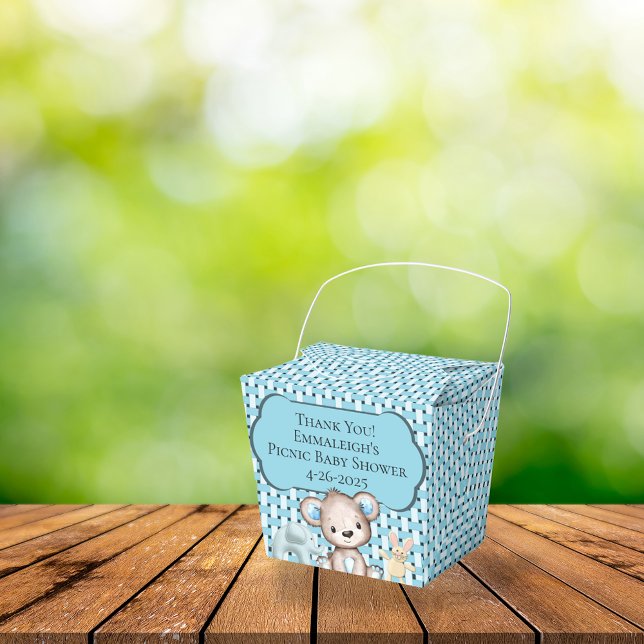 Blue Picnic Friends Baby Shower Basket Thank You Favour Box (Creator Uploaded)