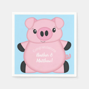 Blue Pig Baby Shower Napkin