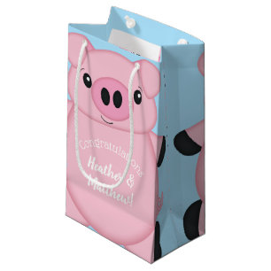 Blue Pig Baby Shower Small Gift Bag
