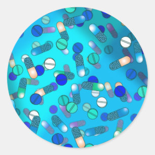 Blue Pills Classic Round Sticker