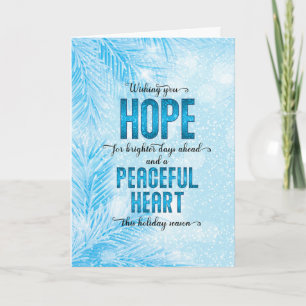 Blue Pine Branches Hope for Brighter Days Holiday Card