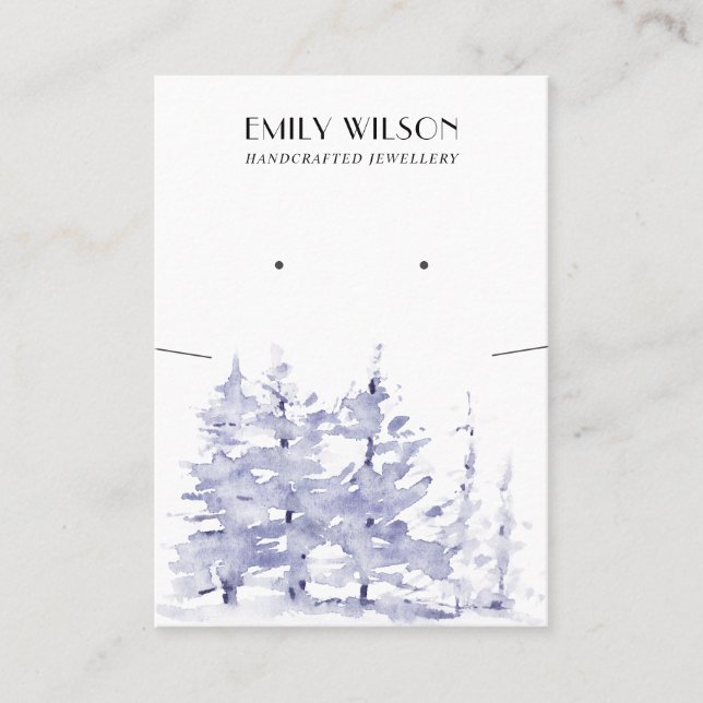 BLUE PINE TREE FOREST NECKLACE EARRING DISPLAY BUSINESS CARD (Front)