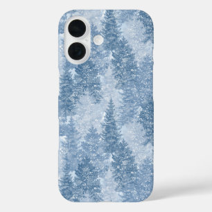 Blue Pine Tree Pattern iPhone 16 Case