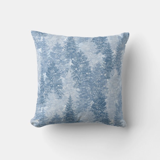 Blue Pine Tree Pattern Cushion (Front)
