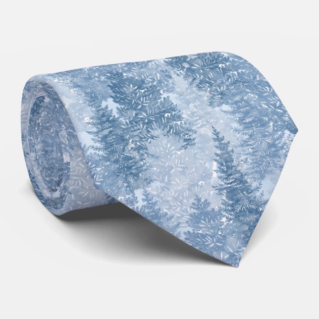 Blue Pine Tree Pattern Tie (Rolled)