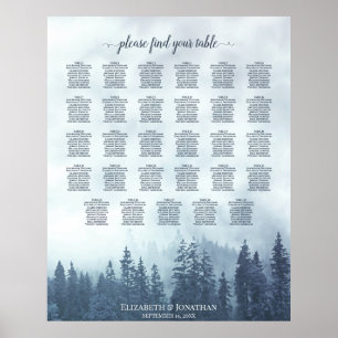 Blue Pine Trees 29 Table Wedding Seating Chart