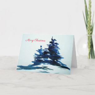 Blue Pine Trees Christmas Card