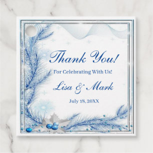 Blue Pine Winter Christmas Wedding Favour Tags