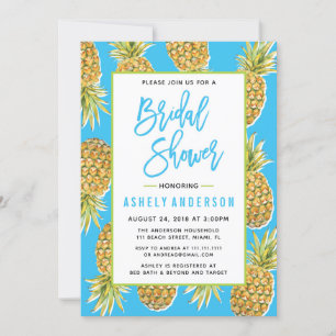 Blue Pineapple Bridal Shower Invitation
