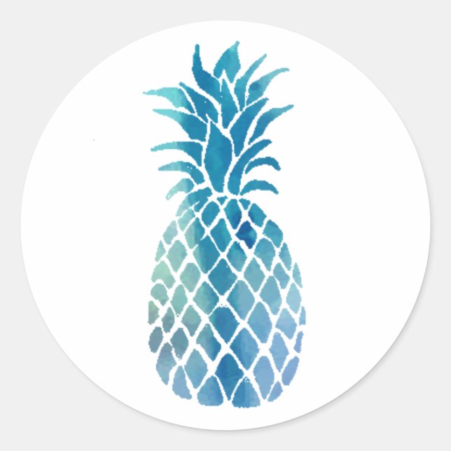 blue pineapple classic round sticker (Front)