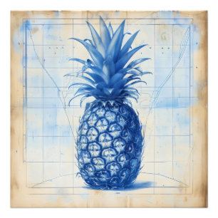 Blue Pineapple Graph Photo Print