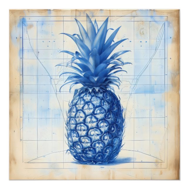 Blue Pineapple Graph Photo Print (Front)