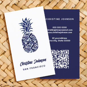 blue pineapple QR code Business Card