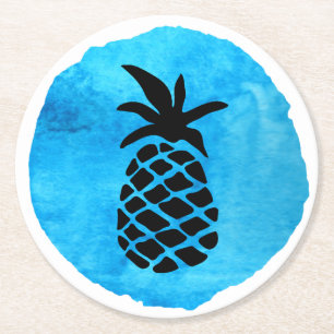 Blue Pineapple Round Paper Coaster