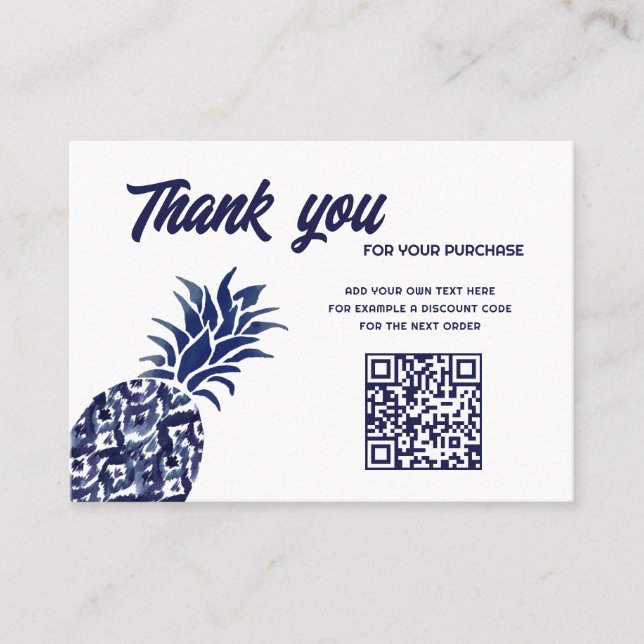  blue pineapple  thank you business card (Front)