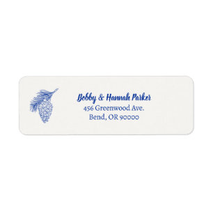 Blue Pinecone Return Address Label
