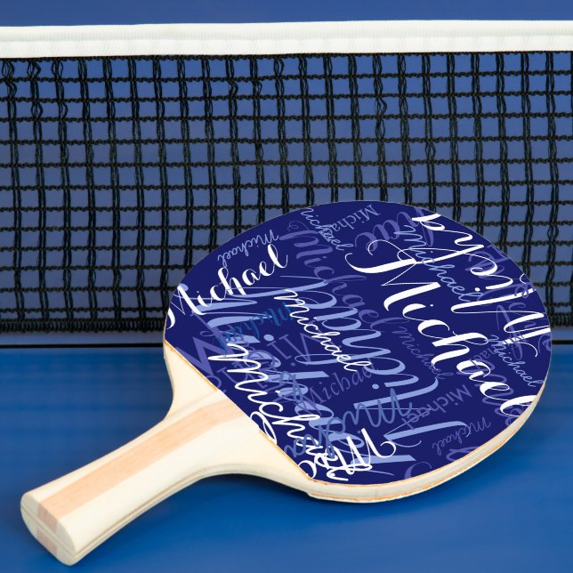 Blue Ping Pong Paddles with Name (Insitu)